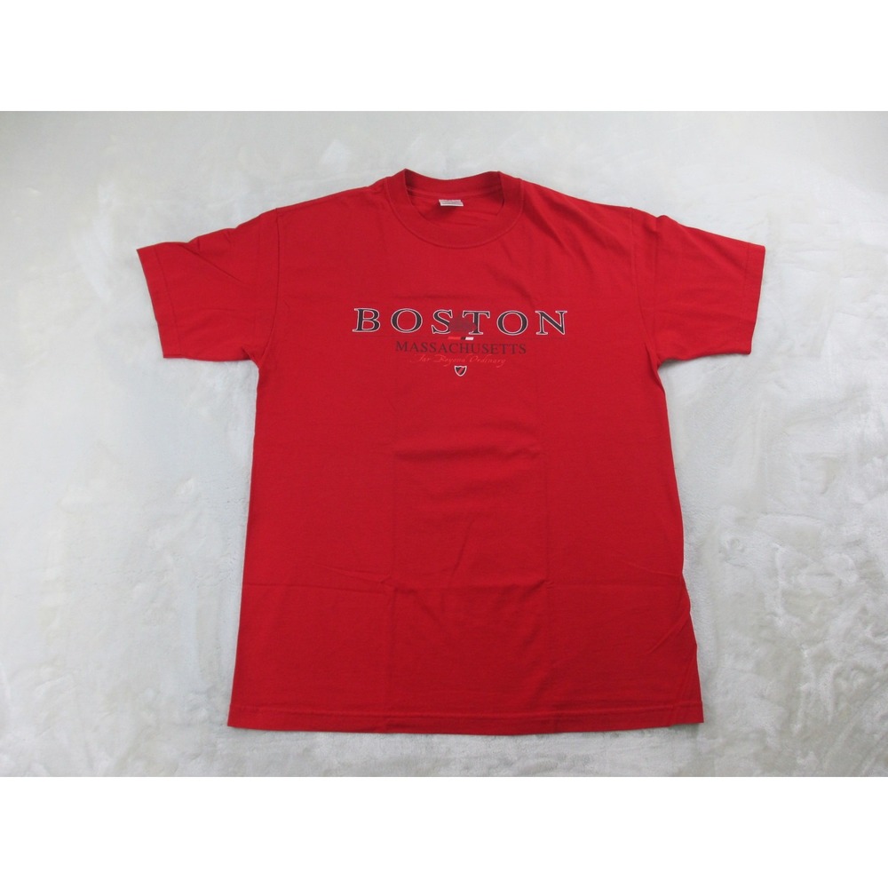 VINTAGE Perrin Shirt Mens Large Red Boston Massachusetts Far Beyond Ordinary*
